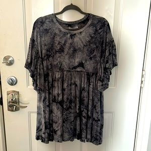 grey tie dye babydoll dress - UO